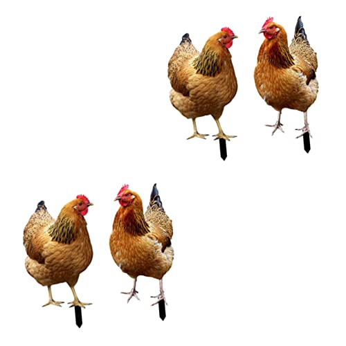 Yarnow 4 Pcs Ornament Animals Garden Lawn Stakes Floor Hen Yard Country Family Ornaments Farm Simulated Outside Chicken Silhouette Outdoor Arts Acrylic Sign Decorations Lawns Backyards #TOP24