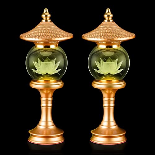 Image of Lotus Lamp 7 Color Crystal Buddha Light Altar Yoga Spiritual Gift (10in) | Colorful Outlook;Colorful Outlook;Fine Craft;Auspicious Symbol