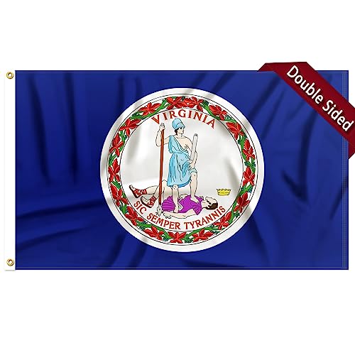 FLAGWIN Virginia Flag 3x5 FT - 3 Ply Double Sided Polyester Virginia State Flag with Brass Grommets - Vivid Color and Fade Proof State of Virginia Flag 3x5 Outdoor