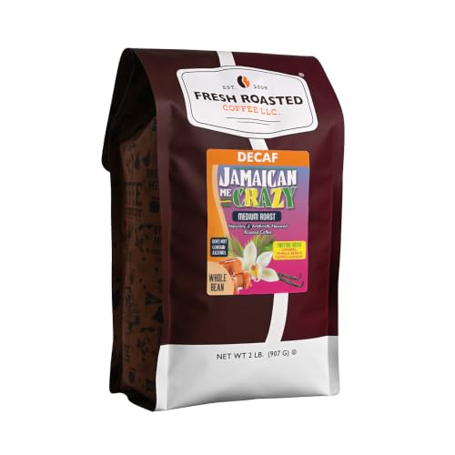 Fresh Roasted Coffee, Decaf Jamaican Me Crazy Flavored Drip Ground Coffee, Medium Roast, Kosher, 2 lb (32 oz)