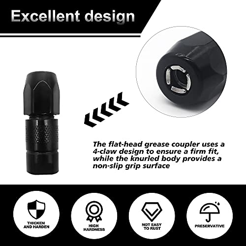 47In 4-Piece Grease Gun Hose Kit, Grease Gun Accessories Set Includes 47In Flex Grease Hose Extension, 4-Jaw Standard Grease Couplers And 2Pcs Sharp Nozzles (1/8" Npt)… #TOP5