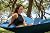 SUPERJARE 12 FT Quilted Fabric Hammock with Detachable Pillow, 2 Person Hammock with Spreader Bars, Adjustable Chain, Outdoor Hammock without Stand, for Outside, Patio, Garden, Navy Blue