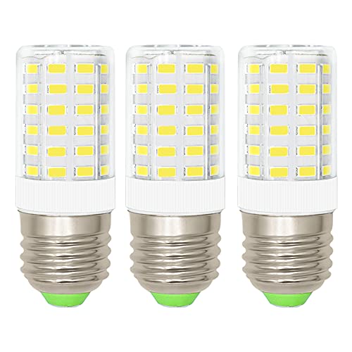 Fridge Bulbs 7W LED Refrigerator Light Bulb (60W-100W Equivalent) E26 Medium Base Daylight White 6500K 1000 Lumen AC100V-265V Non-dimmable Floor Lighting Decorative Candle Base Corn Lamp Pack of 3