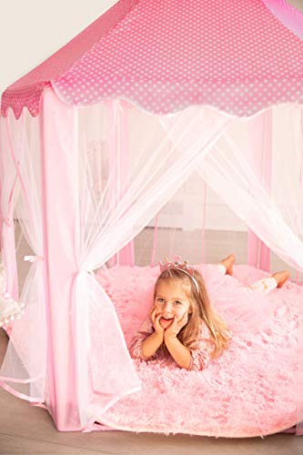 Princess Tent For Kids - Includes Ultra Soft Rug & Led Star Lights | Princess Castle Little Girls Play Tent | Astm Certified | 55 X 53 Inch | Kid Playhouse Toys | For 3/4/5/6/7/8/9 Year Old #TOP6