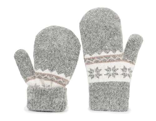Kids-Winter-Knit-Mittens Boys-Girls Outdoor-Warm-Soft Snowflakes-Gloves Stretchy for 5-10Years Kids4
