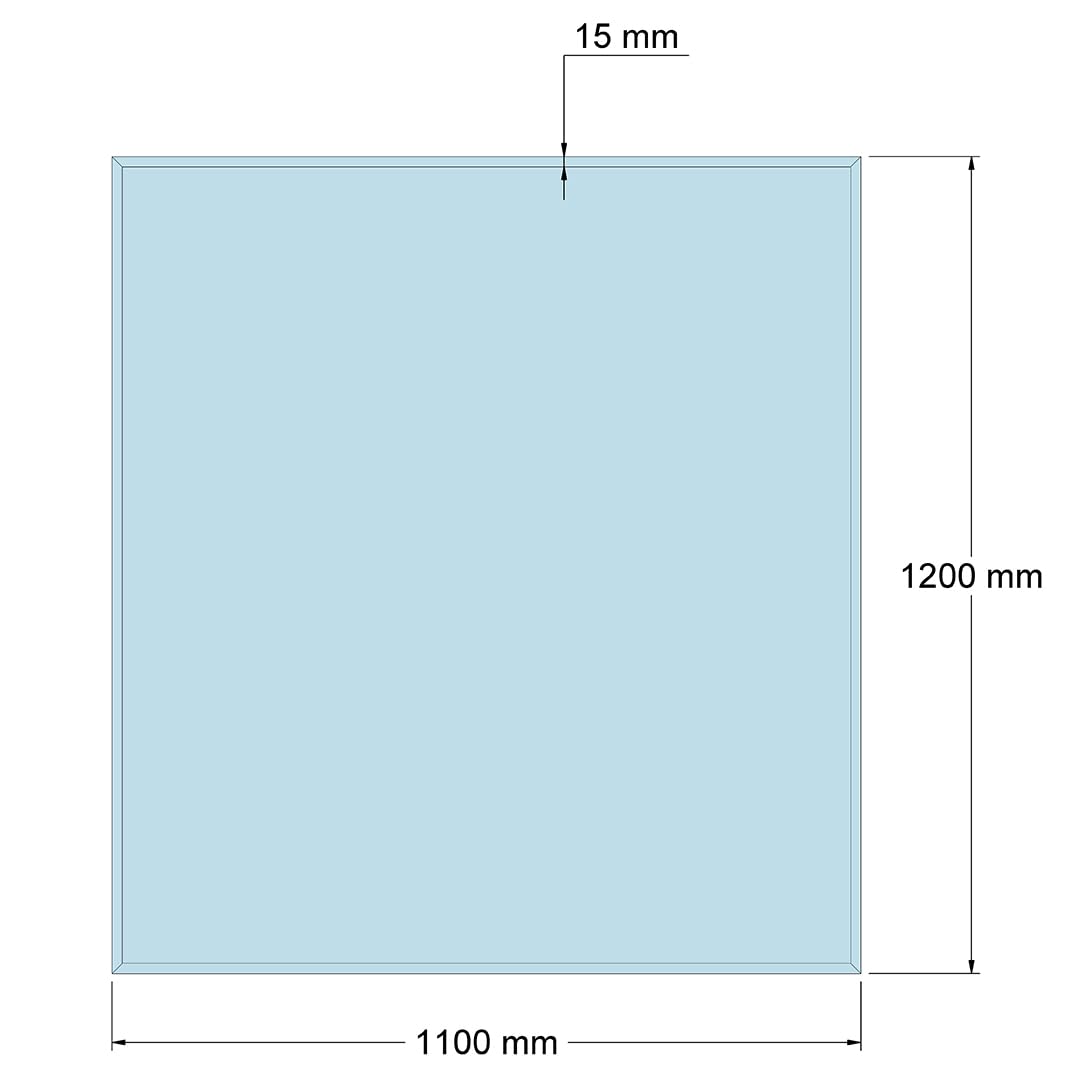 Feuercampus Funkenschutzplatte Glas Rechteck 120×110×0,6 cm ESG Kamin Bodenplatte hitzebeständig Schutzplatte Feuerstelle Ofenunterlage Sicherheitsglas Funkenschutz Kamin Glasplatte
