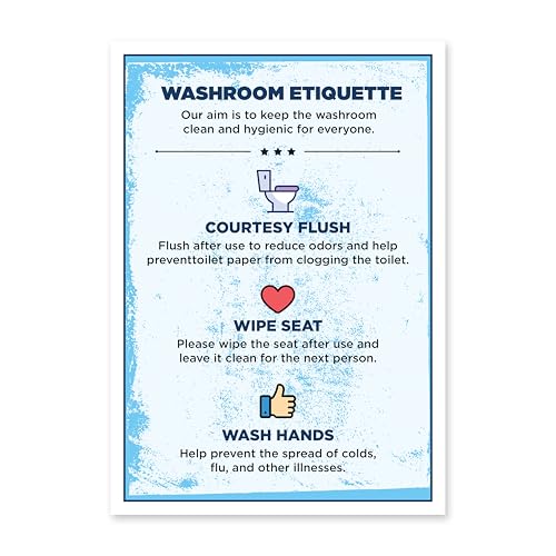 Image of Reko Frames Washroom Etiquette Bathroom Poster, Self Adhesive, Water Resistant, 8.2 x 11.5 Inches (Etiquette)