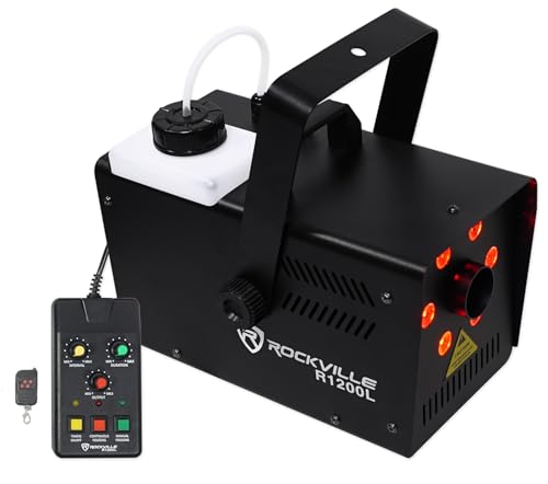 Máquina de humo Rockville R1200L con LED y control remoto miniatura 1