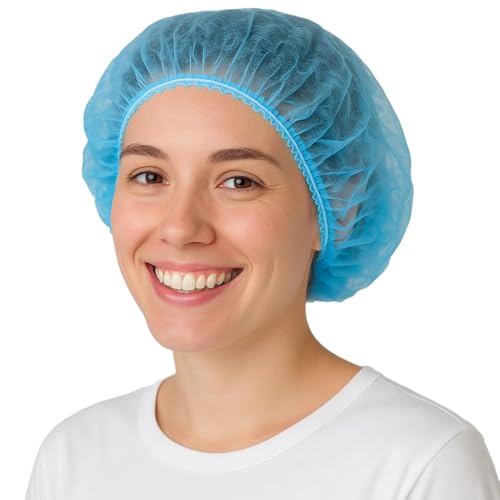Bafeil Rete per capelli da cucina – OP in tessuto usa e getta bianco retine per capelli monouso 100 pezzi per cucina o dentista, accessori igienici per la medicina, caschi chirurgici 52 cm, Blu,