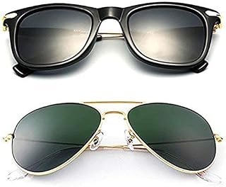 ARZONAI 2019 Latest Combo of 2 Wayfarer and Aviator Sunglasses for men and women (Black and Green) Price In India