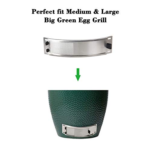 Green Egg Replacement Parts Stainless Draft Door Fits For Medium & Large Big Green Egg Grill Kamado Accessories With Punched Mesh Panel Easily Adjusted Egg Bottom Vent Replacement #TOP5
