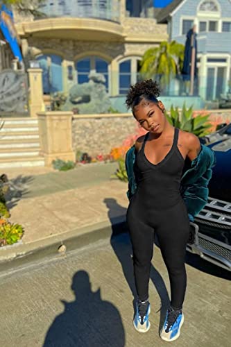 Vutru Women's Sexy Sleeveless Bodycon V Neck Tank Long Rompers One Piece Crisscross Back Jumpsuits Playsuit Clubwear #TOP5