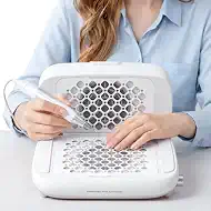 Foldable Nail Dust Collector, 360° Dual-Turbo Suction 14700RPM & 2800PA with Stepless Speed Control & 30 Pcs Filter Papers, Professional Dust Collector Nail Tech for Home Salon (White)