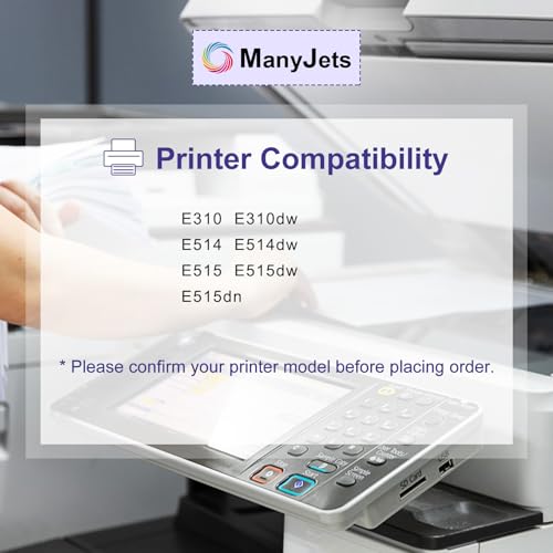 ManyJets E310 E514 E515 Drum Unit Replacement (2-Pack) Compatible for Dell E310 E310dw E514 E514dw E515 E515dw E515dn - 12,000 Pages Imaging Drum Compatible for Dell PVTHG/593-BBKD/P7RMX (Black) - Thumbnail 2