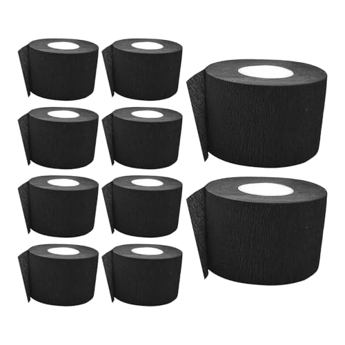 10 bandes de cou jetables en papier crépon noir pour salon de coiffure