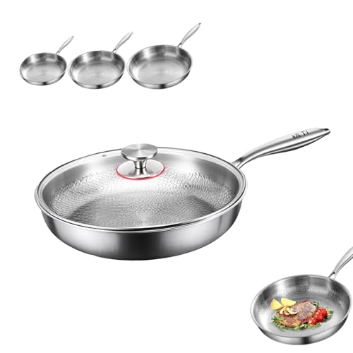 Siraats Titanium Pan,Titanium Cookware Set with Lids,Siraat Pure Titaniums Pan Hammered Pattern,Titaniums Frying Pans for Cooking Non Stick,Ti tanium Pots Hammered Pans Pro,For All Stovetops (30cm)