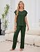 PASUDA Zweiteiler Damen Elegant Pullover Sets Hausanzug Strickpullover Tops Elastische Taille Weites Hose Lounge Sets Rundhalsausschnitt Outfit Freizeitanzug Trainingsanzug (Grün, XL)