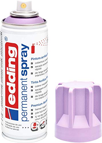 edding 5200 spray permanent - lavande mat - 200 ml - peinture acrylique pour peindre ou décorer verre, métal, bois, céramique, plastique, toile - peinture...