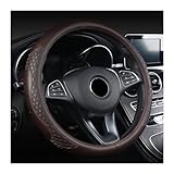 AUCELI Car Steering Wheel Cover, 14 1/2-15 inch Non-Slip Soft Breathable Leather Automotive Steering Wheel Protecteor, Vehicle Accessories for Men Women, Universal for SUV, Truck, RV（Coffee）