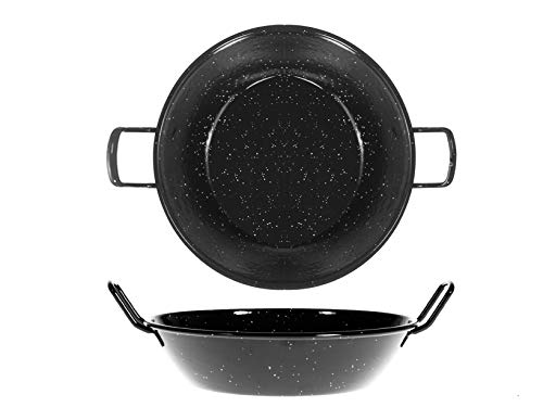 La Valenciana 22 cm Acero esmaltado sartén con 2 Asas, Negro