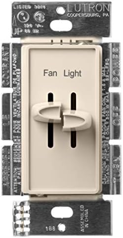 Lutron Skylark 3-Speed Combination Fan and Light Control, 1.5 Amp, Single-Pole, S2-LFSQ-LA, Light Almond