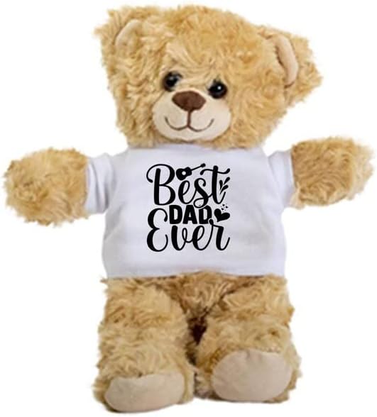 SpreadPassion Oso de peluche Best Dad Ever, regalo para papá, animal de peluche, oso de peluche con camiseta, regalo de bienvenida para bebé, regalo