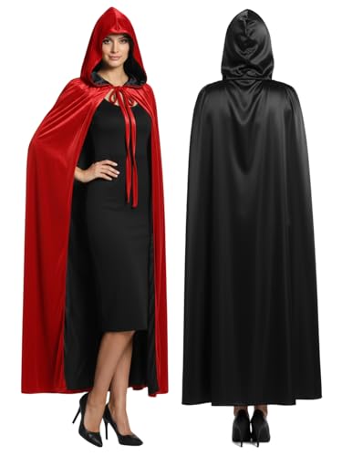 Cape réversible velours et satin Hotfiary adulte pour cosplay et déguisement d'Halloween