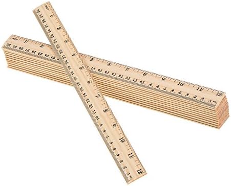 KASOU 15 Pieces Wooden Rulers Double-sided Ruler Measuring Rulers Wood Inch Scales (12 Inches) and Metric Scales (30 cm)