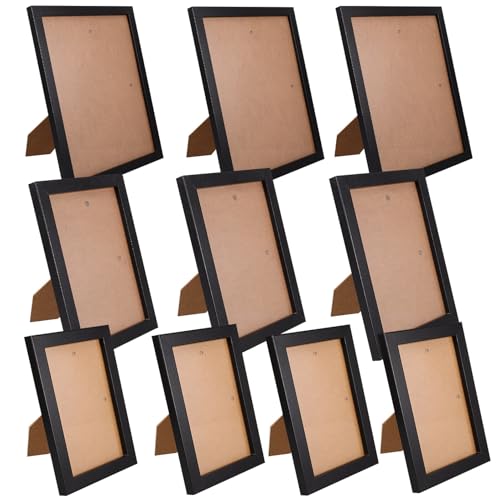 MUSISALY 10pcs Wooden Photo Frame Set with Black Finish, Includes