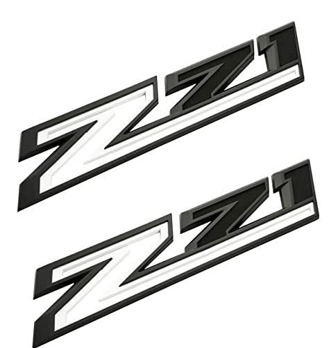 Image of 2X Large Size Z71 RH LH Side Fender Emblem Nameplate Badge Decal Replacement for 2019-2021 Chevy Silverado (White Black)