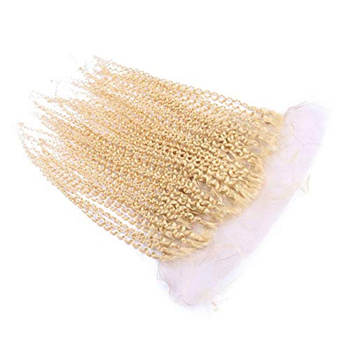 Tony Beauty Hair Kinky Curly #613 Blonde Full Lace Frontal Closure 13X4 With Bleached Knots Bleach Blonde Virgin Brazilian Human Hair Ear To Ear Lace Frontal 8-24" (16Inch) #TOP1