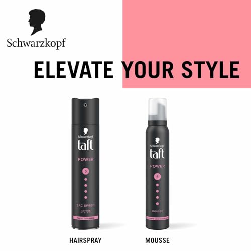 Schwarzkopf TAFT Power Hold 5 Hair Mousse, Lasts 24 Hours, Cashmere-Like Softness, With No Stickiness, Heat Protection, Silicone Free, Lightweight Styler To Controls Frizz And Provides Shine, 200Ml - Image 10 thumbnail