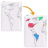 Paint-Over World Map Passport Holder - RFID Blocking Passport Cover & Vaccine Card Holder Combo, Pas