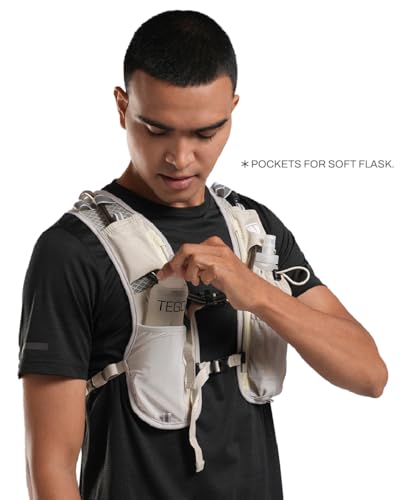 Image of TEGO Pacer Trail Hydration Vest | Hydration Pack for Running & Hiking | Adjustable Running Vest with Storage, Reservoir Pouch & Reflective Details |Compatible with Soft Flasks & 2L Bladder (Black)