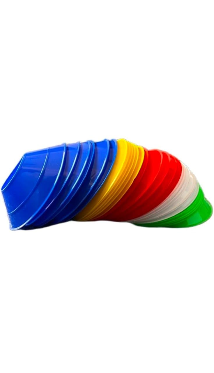 CRAZX Disc Cones Set | Space Marker Cones 2" Height- Agility Training Cones for Football, Cricket, Exercise, Kids Activity, Sports | Football Cones and Markers Set with Stand, Carry Bag (10, S) 3