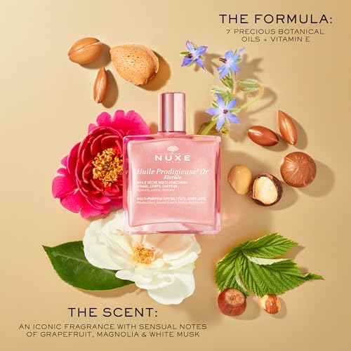 Nuxe Huile Prodigieuse Floral Shimmering Multi Purpose Dry Oil for Face, Body & Hair. Luxurious Rose Gold Glow and Deep Hydration, 1.6 fl.oz. - Image 7