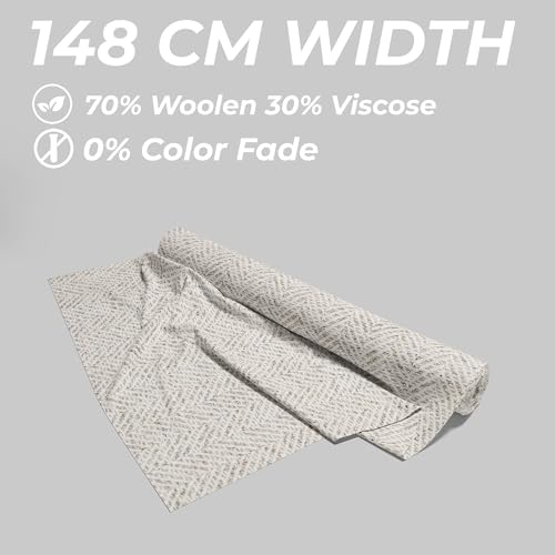 Image of BIGREAMS Unstitched Herringbone Wool Blazer Yarn-Dyed Fabric For Three Piece Suit | 58 inch Wide, Wrinkle Free, Best For Coat Pant, Nehru Jacket (Free Size)
