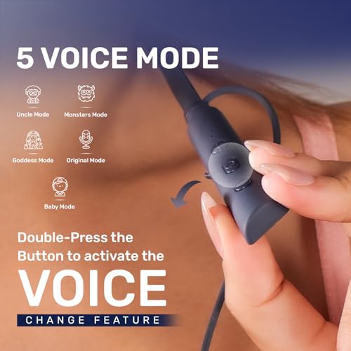 Image of Voods Ultra Plus Voice Changer Neckband with 5 Voice Modes, 130 Hrs Battery, Magnetic On /Off Buds, Call Vibration Alert, Dual-Device Pairing, HD Mic & AI-ENC Clear Calls, Fast Charging & IPX6 (Blue)