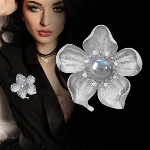 Image of WCRAZYE Yellow Flower White Pearl Brooch for Women Girls - Gold Autumn Flower Pins for Mother, Wife, GF - Wedding, Bridal, Bouquet, Party Charm - Christmas, Valentine's Day