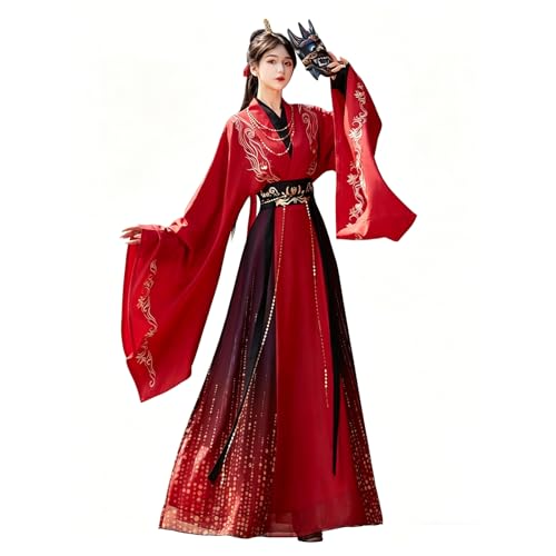 Robe Hanfv guerrière rouge pour femme et costume traditionnel de la Chine ancienne