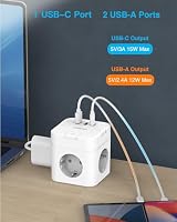 3 Fach Steckdosenwürfel mit USB C, Weiß – Ansicht 5