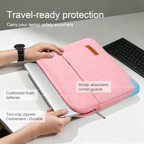 Image of Lacdo 13 inch Laptop Sleeve Case for 13 inch MacBook Air M5 A3449 (2026), M4 A3240 2025, M3 A3113, M2 A2681, M1 A2337 | 13 inch MacBook Neo A18 Pro A3404 (2026) | iPad Air /Pro 13 M5 Computer Bag, Peach