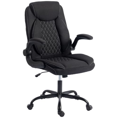 Image of HOMCOM Executive Office Chair with Flip-Up Armrests for Home Black