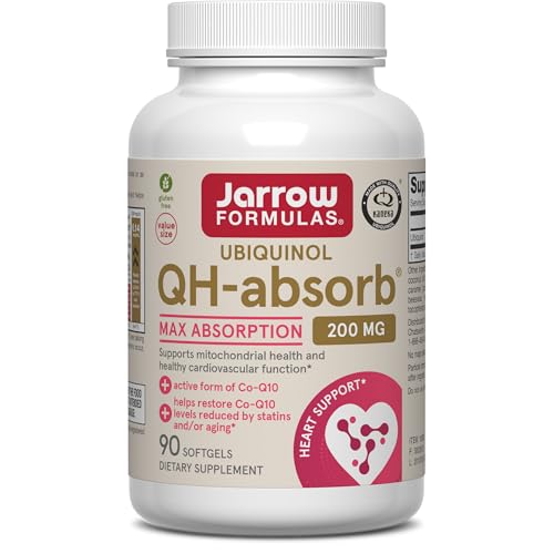 Jarrow Formulas CoQ10 200mg Softgels - 90 Day Supply Ubiquinol Co Q 10 Supplement for Cardiovascular Health 90 Softgels