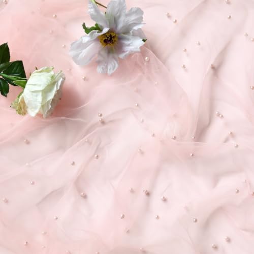 Artoid Mode 10PCS Pearl Pink Gauze Table Runner 120 Inch 10FT, Seasonal Sheer Dining Holiday Wedding Birthday Baby Shower Table Decor for Home Party by Artoid Mode - Used condition - Image 3