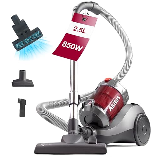 Akitas C6 Turbo 850W Pet Cylinder Vacuum Cleaner 2.5L Capacity with Turbo Pet Hair Brush and 2in1 German Wessel Werk Nozzle Head Anti Hair Wrap Technology for Hard Floor & Carpet
