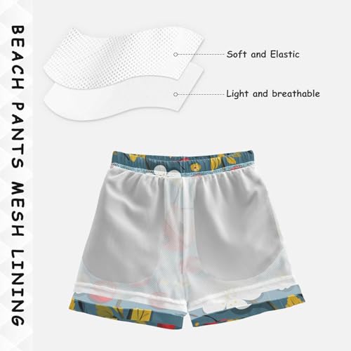 Pigsaly Boys' Swim Board Shorts Cherry Flower Ladybug Boy's Swim Trunks Kids Swimwear 4T4