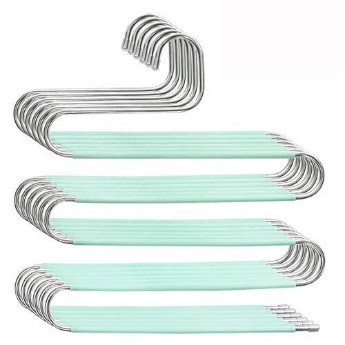 Hottest Sales Myfolrena Pants Hangers, Updated S Shaped Hanger Non Slip Clothes Hanger Space Saving for Jeans Trousers Slacks Leggings (Teal-6 Pack)