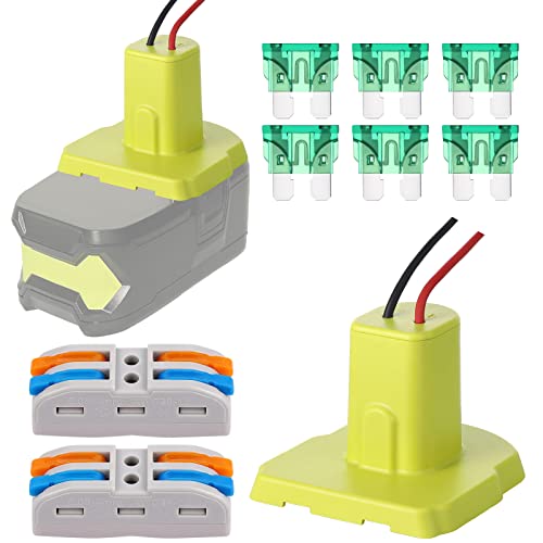 Bonuci 10 Pcs 18V Battery Conversion Kit 2 Pcs Power Connector 2 Pcs Wire Terminals 6 Pcs 30A Fuse for RC Car DIY, 14 Gauge Robotics RC Truck, Compatible with Ryobi 18V Battery
