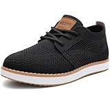 MIXIN Boy's Casual Dress Sneakers Oxfords Mesh Lightweight Breathable Lace-Up Walking Shoes Black (Little Kid/Big Kid)